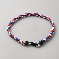 Blue Red White Braided Polyester Cord Baseball Sport Choker Necklaces, with Silicone Clasps, Colorful, 18.78 inch(47.7cm), Inner Diameter: 8.46 inch(21.5cm)(NJEW-WH0036-004)