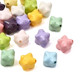 Opaque Acrylic Beads, Star, Mixed Color, 15x12.5x14mm, Hole: 1.6mm(AC-CBAD0C5-03)