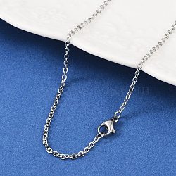 Tarnish Resistant 304 Stainless Steel Cable Chain Necklace Making, with Lobster Claw Clasps, Stainless Steel Color, 19.7 inch(50cm), 2mm(STAS-P045-05P)