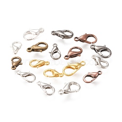 Alloy Lobster Claw Clasps, Cadmium & Lead Free, Mixed Color, 12~15x6.5~8.5x2.8~3.8mm, Hole: 1.2~1.6mm(PALLOY-XCP0014-04-RS)