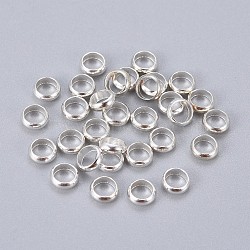 Brass Spacer Beads, Rondelle, Silver Color Plated, 5x1.8mm, Hole: 3.5mm(EC082-S)