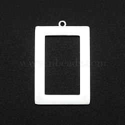 201 Stainless Steel Pendants, Laser Cut, Hollow, Rectangle, Stainless Steel Color, 34x22x1mm, Hole: 1.6mm(STAS-N090-LA045)