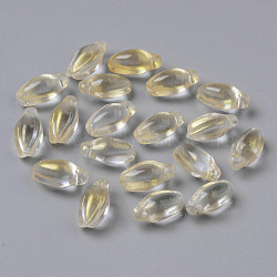 Transparent Spray Painted Glass Pendants, with Glitter Powder, Bud, Gold, 15x8.5x7.5mm, Hole: 1.2mm(GLAA-S190-016A-03)