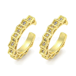 Brass Micro Pave Clear Cubic Zirconia Cuff Earrings for Women, Sun, Real 18K Gold Plated, 16x2.5mm(EJEW-C104-051G)