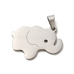 Non-Tarnish 304 Stainless Steel Pendants, Laser Cut, Elephant Charm, Stainless Steel Color, 20x23x1mm, Hole: 5.6x3mm(STAS-O005-24B-P)