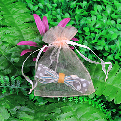 Rectangle Organza Drawstring Bags, 9x7cm(CON-PW0001-054A-21)