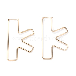 304 Stainless Steel Hoop Earrings, Golden, Letter.K, 76.8x41.5x2mm, 12 Gauge, Pin: 0.6x1.5mm(EJEW-F251-A02-K)