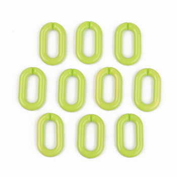 Opaque Acrylic Linking Rings, Quick Link Connectors, for Cable Chains Making, Unwelded, Oval, Yellow Green, 27x16.5x4.5mm, Inner Diameter: 18x7.5mm
