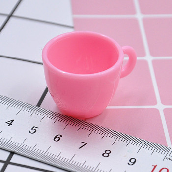 Miniature Plastic Mini Cup, for Dollhouse Accessories Pretending Prop Decorations, Pink, 40x30x25mm