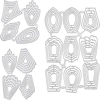 Frame Carbon Steel Cutting Dies Stencils, for DIY Scrapbooking/Photo Album, Decorative Embossing DIY Paper Card, Irregular 3D Flowers, Silver, 83~157x78~108x0.8mm, 3pcs/set