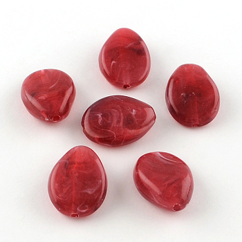 Teardrop Imitation Gemstone Acrylic Beads, Cerise, 25x19x9mm, Hole: 2mm, about 64pcs/180g