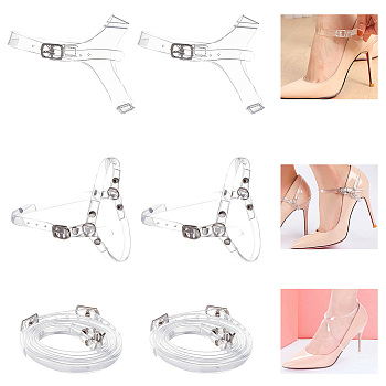 3 Pairs 3 Styles Transparent Silicone Shoelaces, Anti-loose Shoe Strap, for High-heeled Shoes, Clear, 270~598x6.5~115x1~1.5mm, 1 pair/style