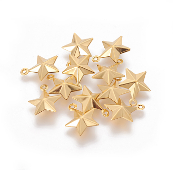 304 Stainless Steel Charms, Star, Golden, 14.7x12.3x4.3mm, Hole: 1mm