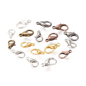 Alloy Lobster Claw Clasps, Cadmium & Lead Free, Mixed Color, 12~15x6.5~8.5x2.8~3.8mm, Hole: 1.2~1.6mm