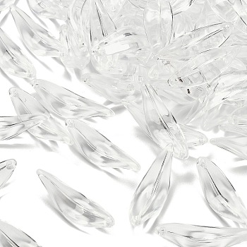 Transparent Acrylic Beads, Leaf, Clear, 39x12x3.5mm, Hole: 1.6mm, about 420pcs/500g