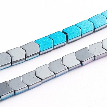 Electroplated Non-magnetic Synthetic Hematite Beads Strands, Half Plated, Arrow, Multi-color Plated, 5x4x2mm, Hole: 0.8mm, about 91pcs/strand, 15.94 inch(40.5cm)