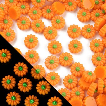 Luminous Resin Decoden Cabochons, Glow in the Dark, Autumn Pumpkin, Orange, 8.5x5mm