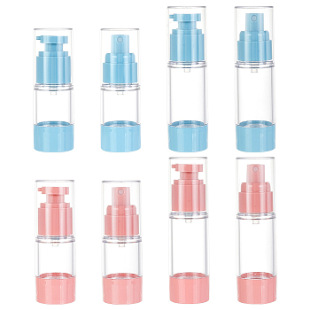 8Pcs 8 Styles PETG Portable Refillable Bottles, Travel Spray/Pump Lotion Bottle, Mixed Color, 3.25~3.35x9.85~11.95cm, Capacity: 15~30ml(0.51~1.01fl. oz), 1pc/style