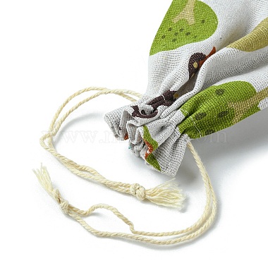 10piezas 5 estilos bolsas de embalaje de polialgodón (algodón poliéster) impresas bolsas con cordón(ABAG-YW0001-04)-2