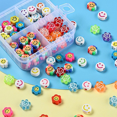 120Pcs 4 Style Smiling Face Beads for DIY Jewelry Making Finding Kits(DIY-YW0005-10)-6