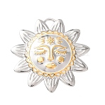 304 Stainless Steel Pendants, Sunflower, Ion Plating(IP), Golden & Stainless Steel Color, 49x48.5x3mm, Hole: 6x6mm(STAS-G385-06GP)