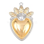 304 Stainless Steel Big Pendants, Sacred Heart Shape Charms, Ion Plating(IP), Real Gold Plated & Stainless Steel Color, 59.5x36x6mm, Hole: 3.5mm(STAS-G398-10GP)
