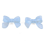 Transparent Luminous Acrylic Beads, with Glitter Powder, Glow in the Dark, Bowknot, Light Sky Blue, 24x32x8mm, Hole: 2mm, about 238pcs/500g(TACR-T007-11A)