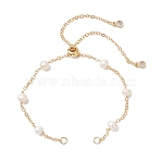 Natural Cultured Freshwater Pearl Potato Bead with Brass Cable Chain Slider Bracelet Making, Floral White, Golden, 10.24 inch(26cm)(AJEW-JB01576)