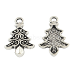 Tibetan Style Christmas Tree Alloy Pendants, Cadmium Free & Lead Free, Antique Silver, 22x14x2mm, Hole: 2.5mm, about 1135pcs/1000g(TIBEP-Q050-09AS-RS)