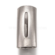 304 Stainless Steel Slide Charms, Curved Tube, Stainless Steel Color, 28.5x12.5x9mm, Hole: 10.5x7mm(STAS-Z025-11P)