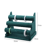 3-Tier Velvet Detachable Flannel Bracelet Display Stands, Jewelry Display Rack, Green, 32x19x27cm(PW-WG67016-05)