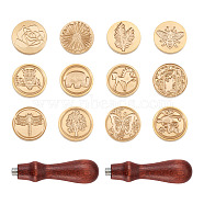 Wax Seal Stamp Making Kits,  Including Wood Handle and Brass Wax Seal Stamp Heads, Saddle Brown, 80x22mm, Hole: 4mm, 14pcs/set(AJEW-TA0001-06)