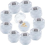 Transparent Plastic Ring Boxes, Jewelry Box, White, 3.8x3.8x3.8cm(OBOX-CA0001-001B)