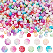 Elite 550pcs 11 Colors Gradient ABS Plastic Imitation Pearl Beads, Rose, Mixed Color, 7.5mm, Hole: 1.5mm, 50pc/color(KY-PH0001-73)