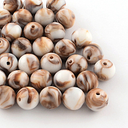 Opaque Acrylic Beads, Round, Camel, 10mm, Hole: 2mm, about 950pcs/500g(SACR-R853-10mm-207)