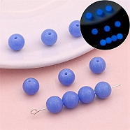 Luminous Glass Glow in the Dark Beads, Round, Royal Blue, 6mm, 20pcs/bag(PW-WG45876-05)