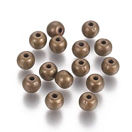 Tibetan Style Alloy Round Beads, Cadmium Free & Nickel Free & Lead Free, Antique Bronze, 6mm, Hole: 1.5mm, about 1690pcs/1000g(TIBEB-5204-AB-NR)