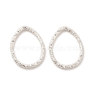 50Pcs Iron Linking Rings, Textured Open Rings, Silver, Teardrop, 18x14x2mm, Inner Diameter: 11x15mm(IFIN-E017-02A-S)
