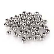 304 Stainless Steel Hollow Round Seamed Beads, for Jewelry Craft Making, Stainless Steel Color, 8x7.5mm, Hole: 2.5~3mm(STAS-R032-8mm)