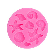 Starfish/Shell DIY Silicone Molds, Fondant Molds, Resin Casting Molds, for Chocolate, Candy, UV Resin & Epoxy Resin Craft Making, Pink, 86x10mm(SIMO-PW0015-25A)