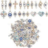 SUPERFINDINGS Alloy Links, with Crystal Rhinestone and Enamel, Evil Eye, Mixed Color, 80pcs/set(ENAM-FH0001-05)