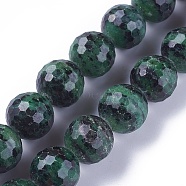 Natural Ruby in Zoisite Beads Strands, Faceted, Round, 16mm, Hole: 1mm; about 24pcs/strand, 15.5inches(39.5cm)(G-L492-09B)