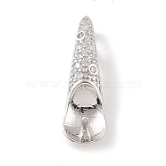 925 Sterling Silver Peg Bails, with Cubic Zirconia, Spoon Shape, Real Platinum Plated, 19x6x6mm, Hole:  4x2.4mm, Pin: 1mm(STER-B003-01P)