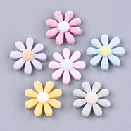 Flocky Resin Cabochons, Flower, Mixed Color, 18.5x7mm(FIND-T046-26B)