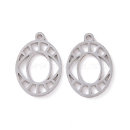 Hollow 201 Stainless Steel Pendants, Oval with Eye, Stainless Steel Color, 19x13x1mm, Hole: 1.5mm(STAS-G273-03P)