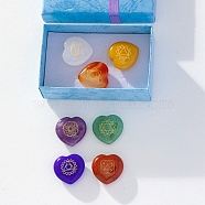 7Pcs Natural Gemstone Healing Ornament, Chakra Reiki Energy Stone Display Decorations, for Home Feng Shui Ornament, Heart, Package Size: 80x50x30mm(PW-WG63672-01)