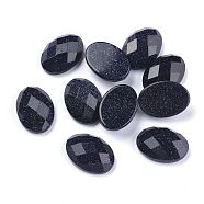 Synthetic Blue Goldstone Cabochons, Faceted, Oval, 18x13x6mm(G-G760-A07)