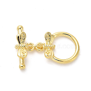 Brass Toggle Clasps, Dragonfly, Real 18K Gold Plated, ring: 15.5x12x3.5mm, Hole: 1.6mm; bar: 7x16.5x4mm, hole: 1.6mm(KK-M314-03G)