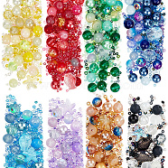 8 Color Glass Beads, Round & Starfish & Fish & Rondelle, Mixed Style, Mixed Color, 2~14x2~10x1~8.5mm, Hole: 0.8~1.5mm(GLAA-AR0001-42)
