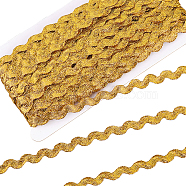 Sparkle Wave Pattern Metallic Polyester Ribbon, Gold, 1/4 inch(7.5mm), about 27.34 Yards(25m)/Card(OCOR-WH0047-15B)